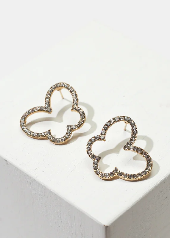 Rhinestone-Studded Butterfly Stud Earrings