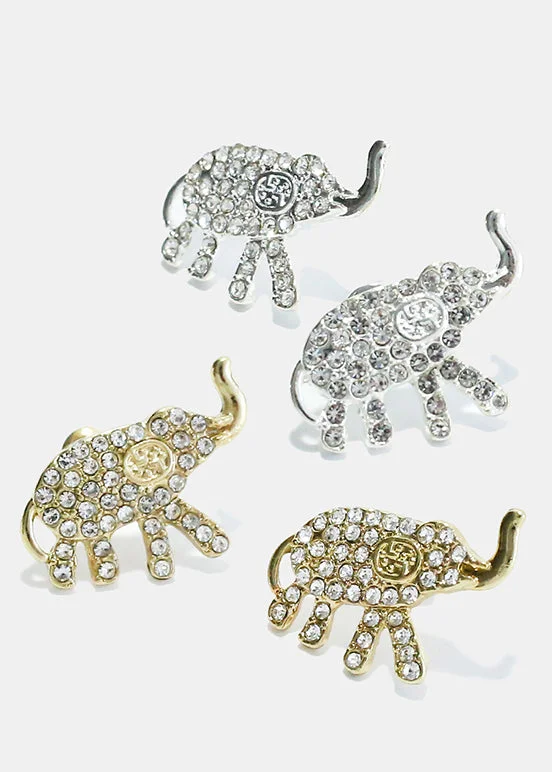 Rhinestone Studded Elephant Earrings