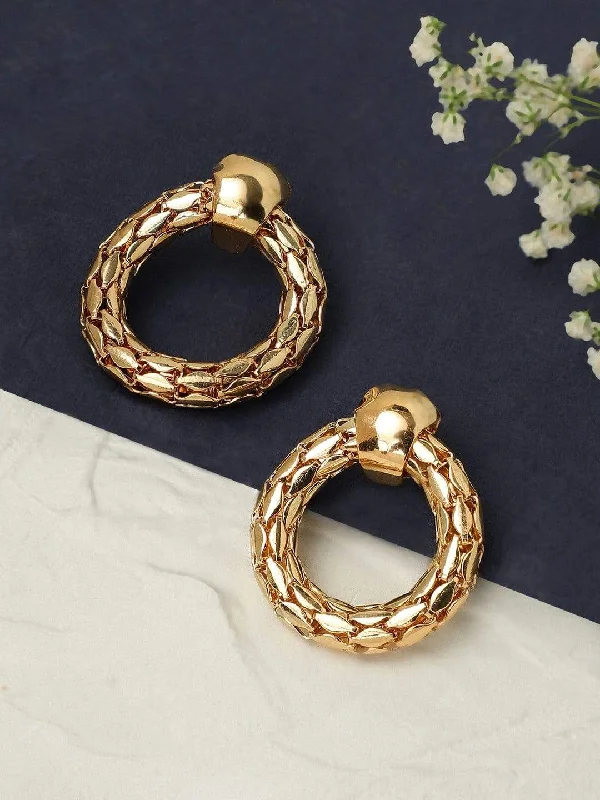 Rubans Gold Plated Handcrafted Textured Stud Earrings