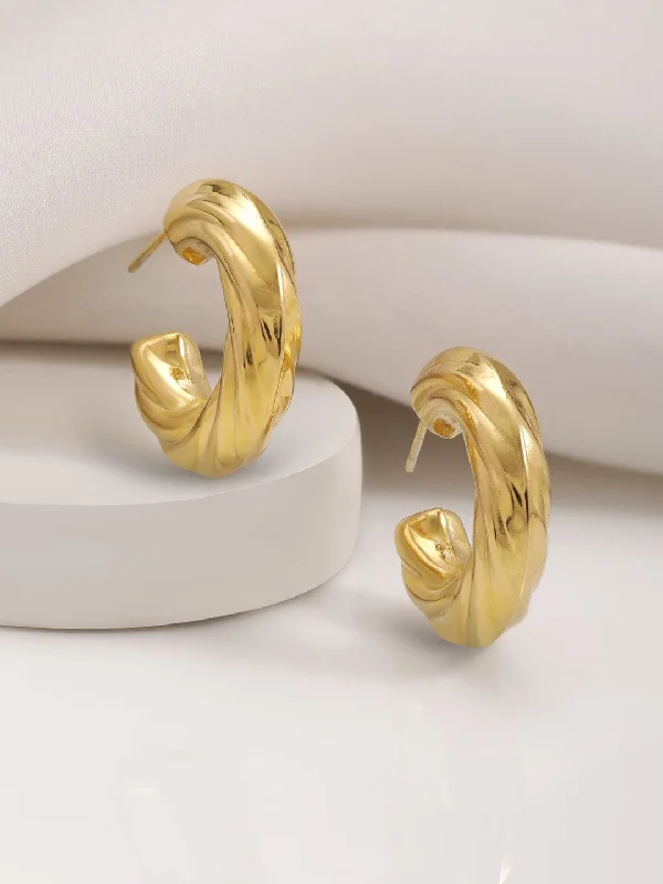 Rubans 18K Gold Plated Stainless Steel Tarnish-Free Waterproof Demi-Fine Hoop Earrings