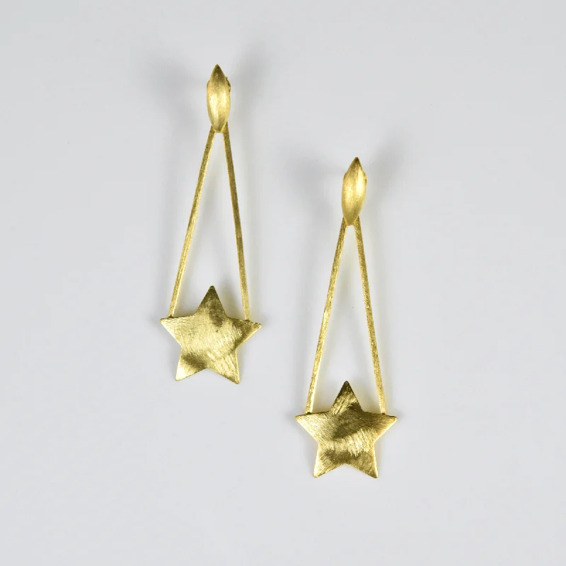 Shooting Star Earrings in Gold Tone