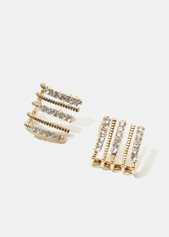 Sparkly Curved Stud Earrings