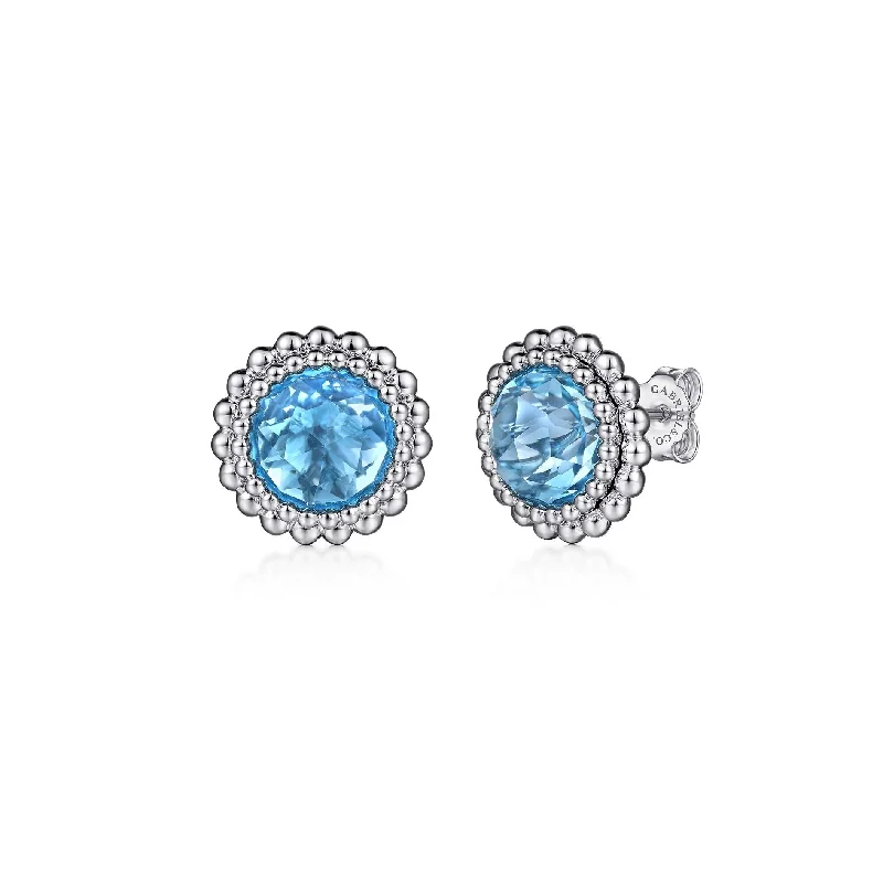 SS Swiss Blue Topaz Earrings