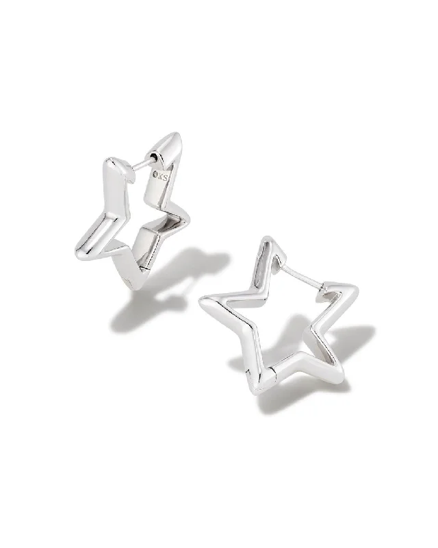 STAR HUGGIE EARRINGS SILVER