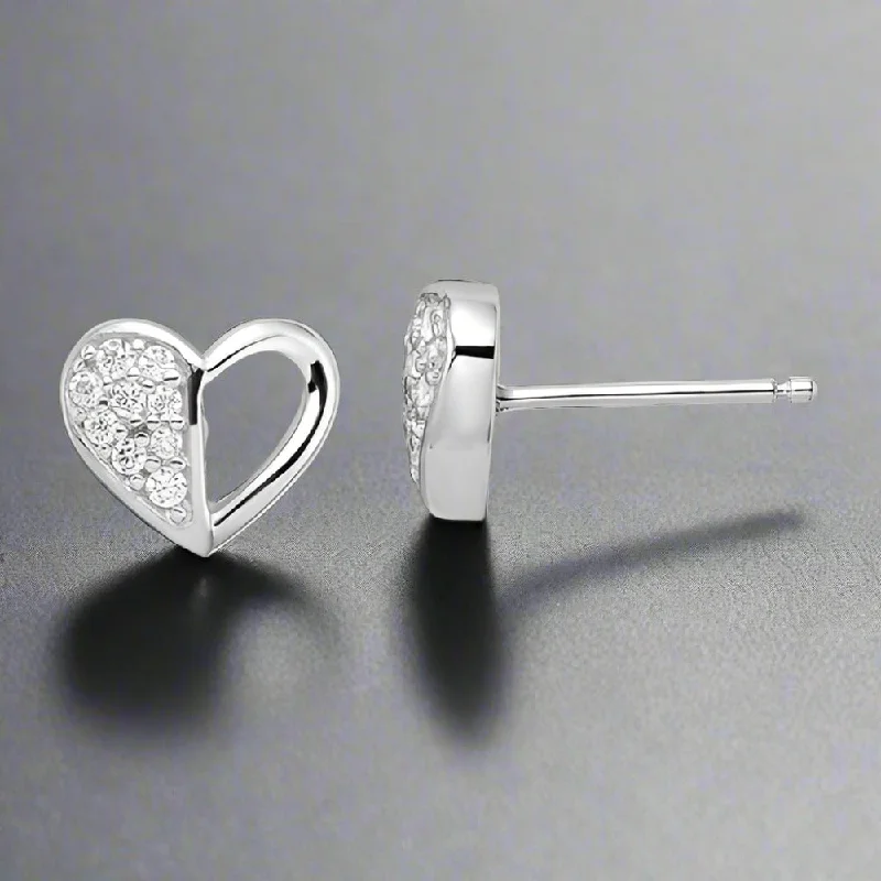 SS CZ Open Heart Earrings