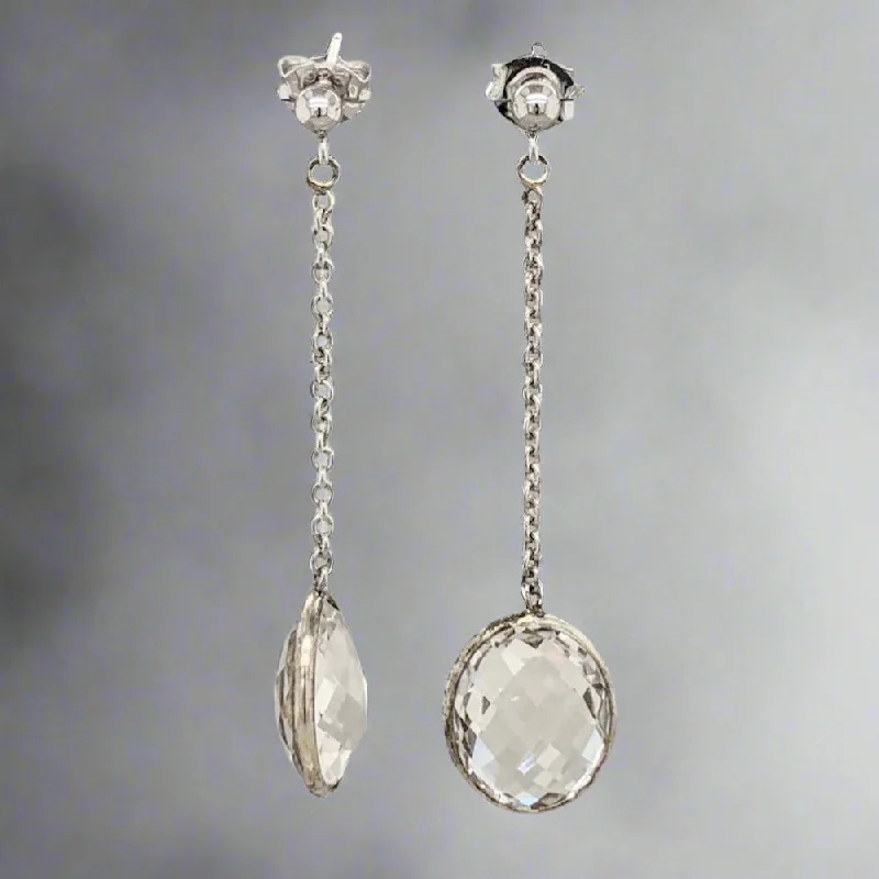 SS Faceted Lab-Created Quartz Dangle Earrings