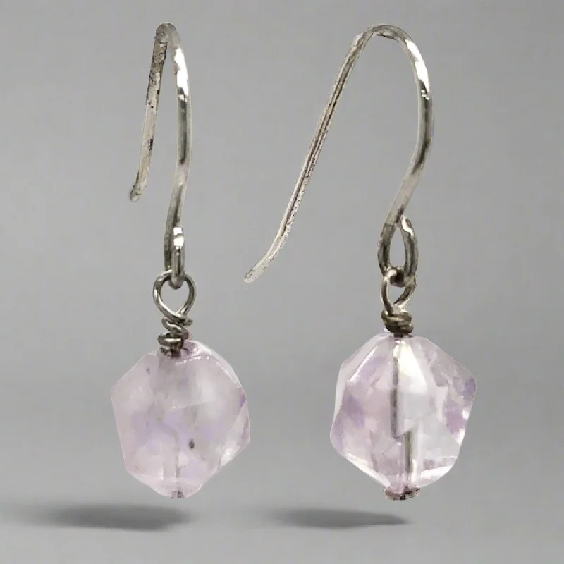 SS Faceted Rough Amethyst Dangle Earrings