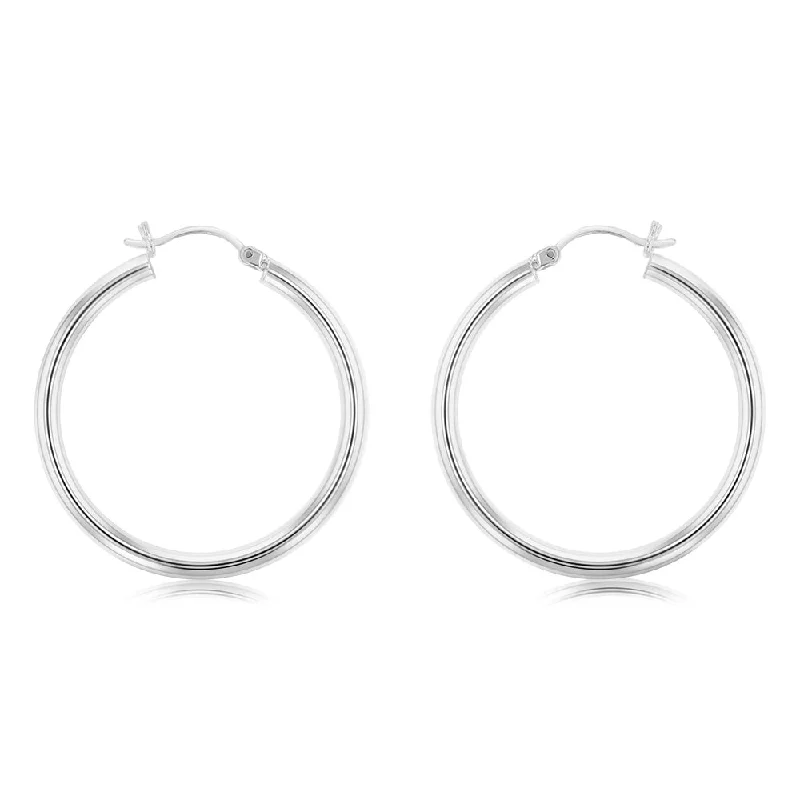 Sterling Silver Plain 30mm Hoop Earrings