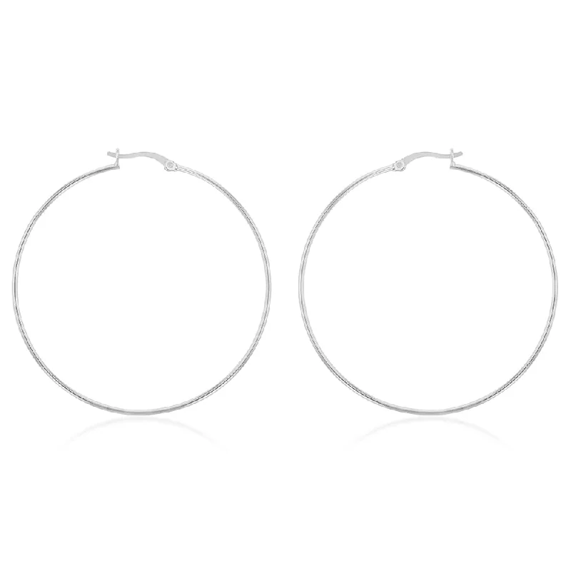 Sterling Silver Plain 60mm Hoop Earrings