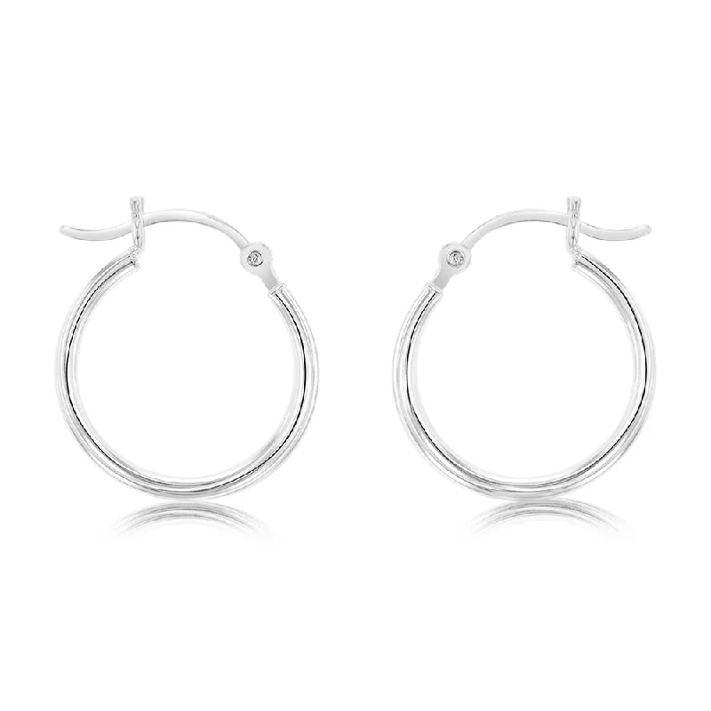 Sterling Silver Ribbed 15mm Hoop Earrings