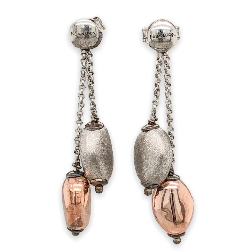 SS RGP Oval Bead Dangle Earrings