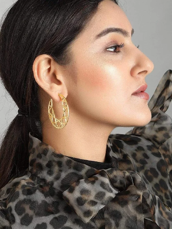 Rubans Gold Plated Handcrafted Classic Half Hoop Earrings