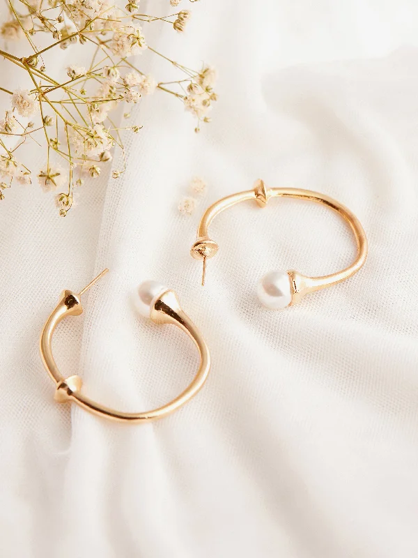 Tokyo Talkies x Rubans Gold Plated Pearls studded Hoop Earrings