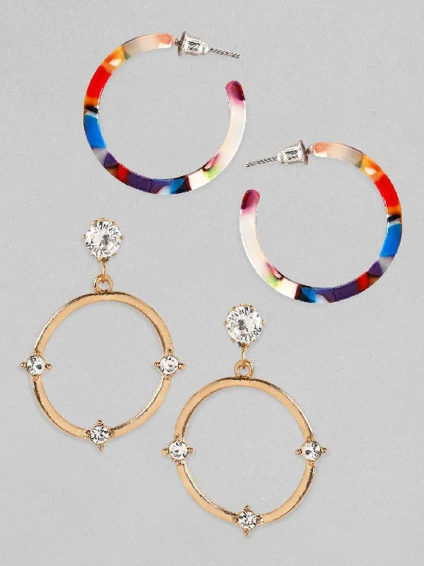 Tokyo Talkies X rubans Set of 2 Multicolour Hoop Earrings.