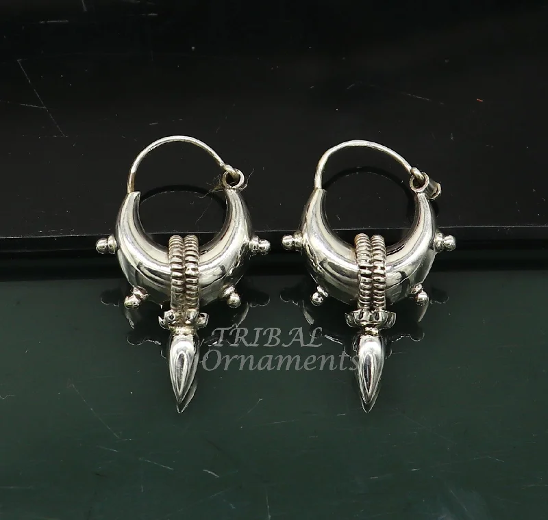 Vintage style 925 sterling silver handmade unique traditional cultural ethnic hoops earring bali for men's/girl's best dancing jewelry s1126