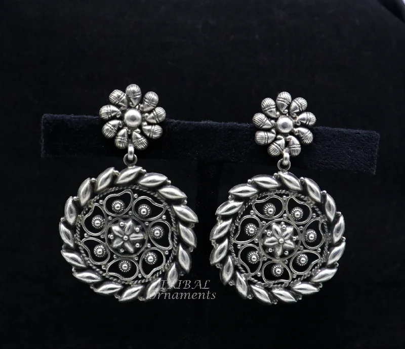 925 Sterling silver handmade flower design stud earrings, excellent customized penalized ethnic Garba dance girls jewelry gifting s1053