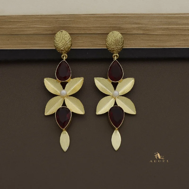 Floral Fara Pearl Dual Drop Earring