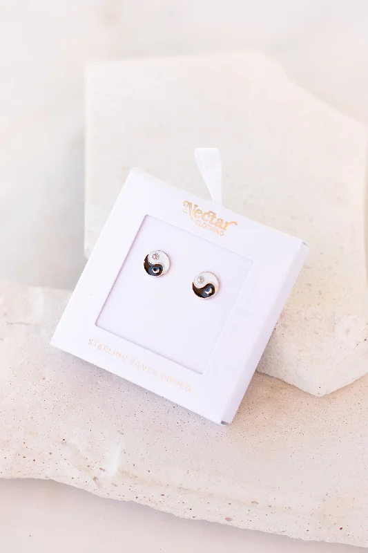 Gold Dipped Yin Yang Stud Earrings