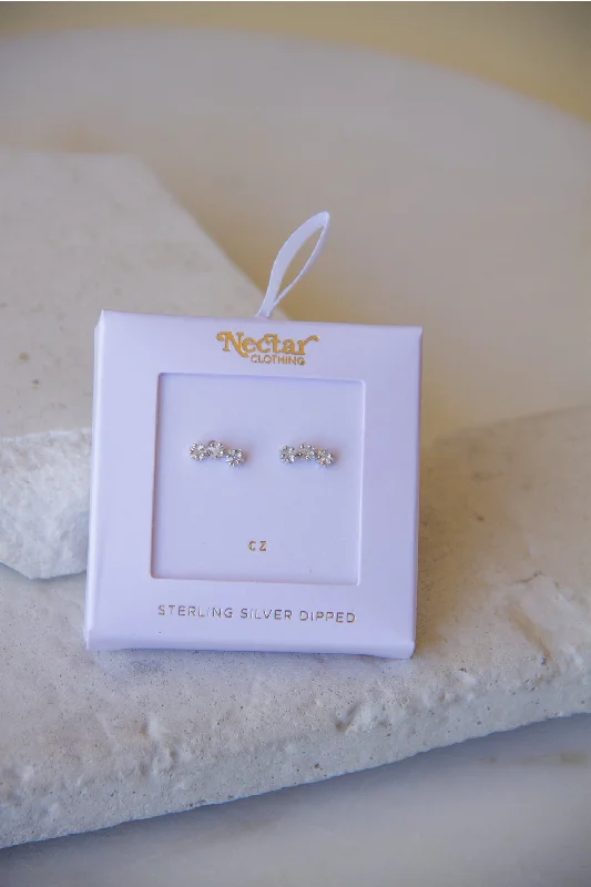 Triple Jewel Stud Earrings