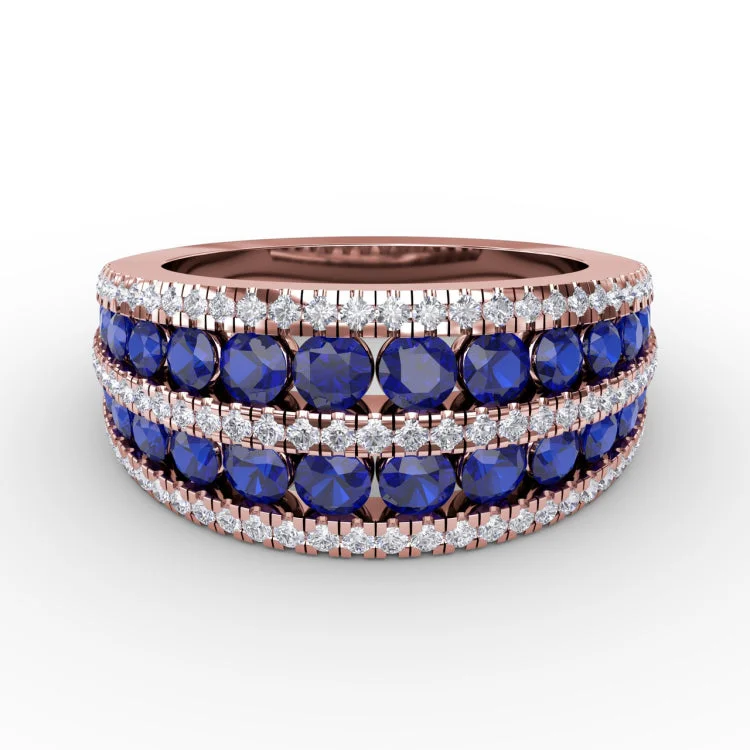 Chasing Bliss Sapphire and Diamond Stacked Row Ring