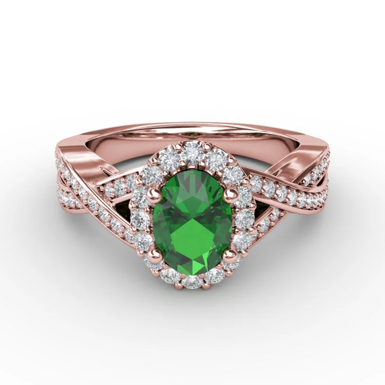 Look of Love Emerald and Diamond Criss-Cross Ring