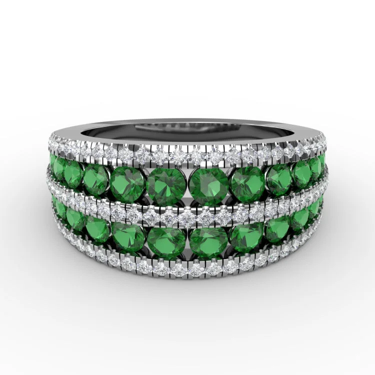 Chasing Bliss Emerald and Diamond Stacked Row Ring