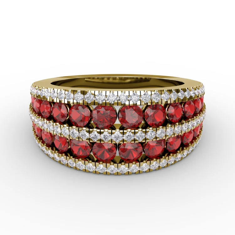 Chasing Bliss Ruby and Diamond Stacked Row Ring