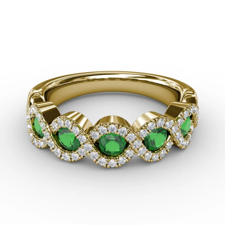 Hold Me Close Emerald and Diamond Twist Ring