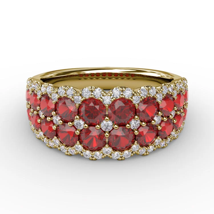 Get Sentimental Ruby and Diamond Double Row Ring