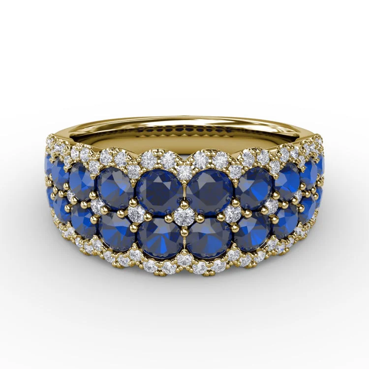 Get Sentimental Sapphire and Diamond Double Row Ring