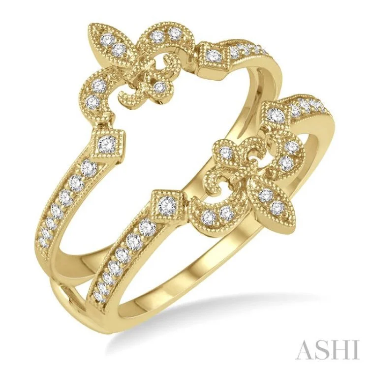 1/4 ctw Fleur De Lis Round Cut Diamond Insert Ring in 14K Yellow Gold