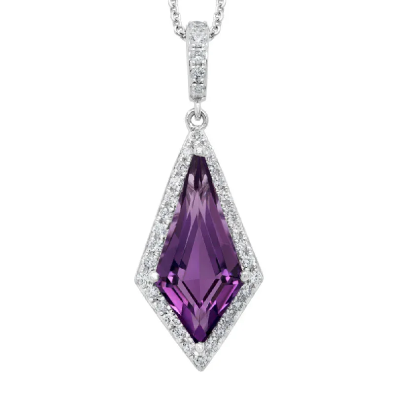 14k Amethyst and Diamond Pendant Necklace