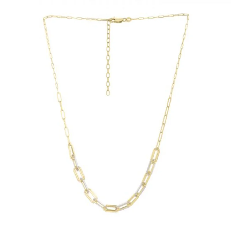 14k Gold Two-Tone Paperclip Link Necklace