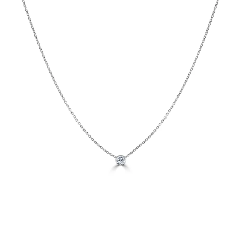 14KWG DIAMOND BEZEL NECKLACE,