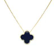 14KYG ONYX CLOVER NECKLACE 16-