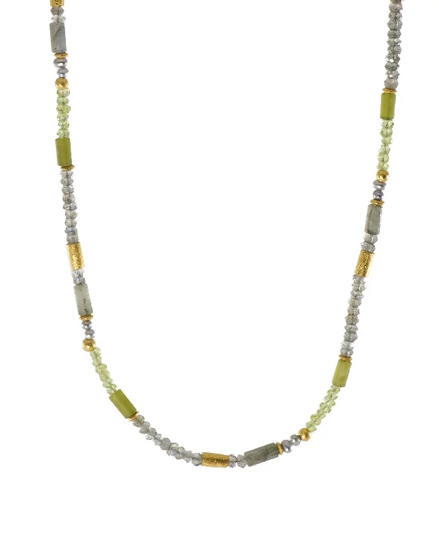 Labradorite, Peridot & Prehnite 3mm Necklace 24K Fair Trade Gold Vermeil