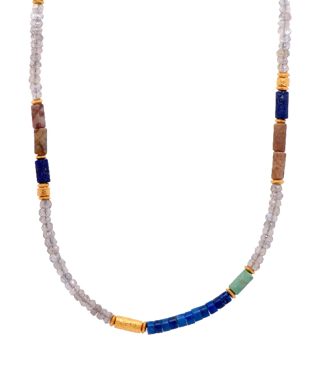 Labradorite, Lapis, Chrysocolla  and Jasper Necklace 24K Fair Trade Gold Vermeil