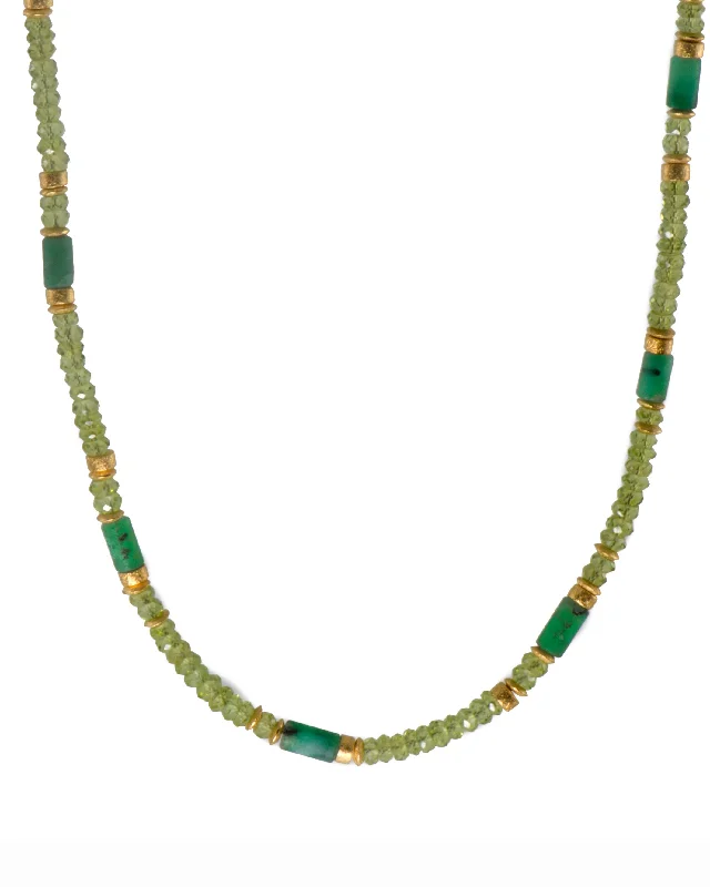 Peridot And Emerald Necklace 4 mm 24K Fair Trade Gold Vermeil