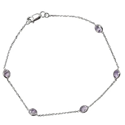 Amethyst Station Bracelet in 14kt White Gold