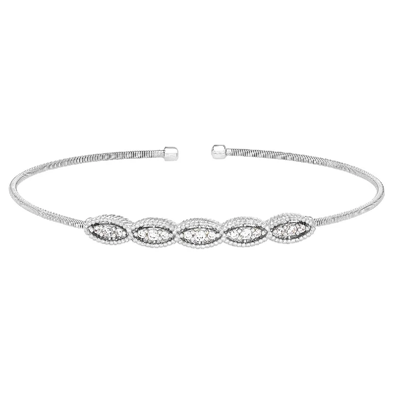 Bella Cavo Cubic Zirconia Flexible Cuff Bracelet in Sterling Silver