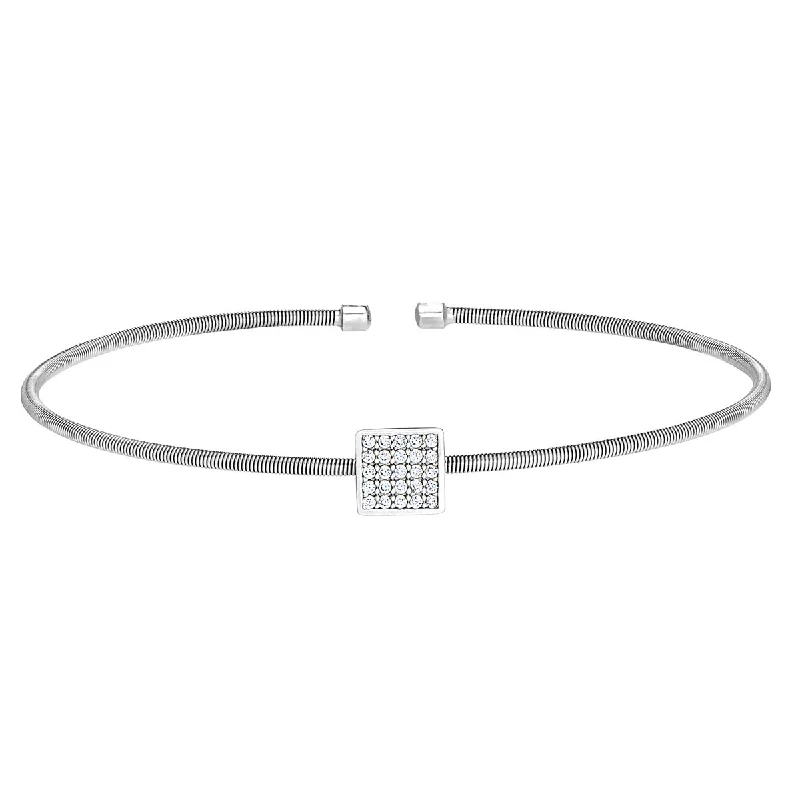 Bella Cavo Cubic Zirconia Flexible Cuff Bracelet in Sterling Silver