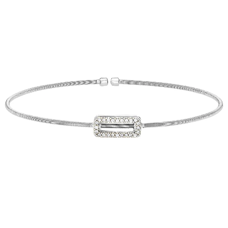 Bella Cavo Cubic Zirconia Flexible Cuff Bracelet in Sterling Silver