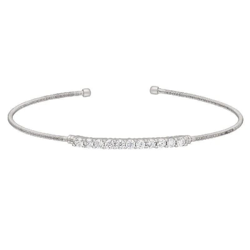 Bella Cavo Cubic Zirconia Flexible Cuff Bracelet in Sterling Silver