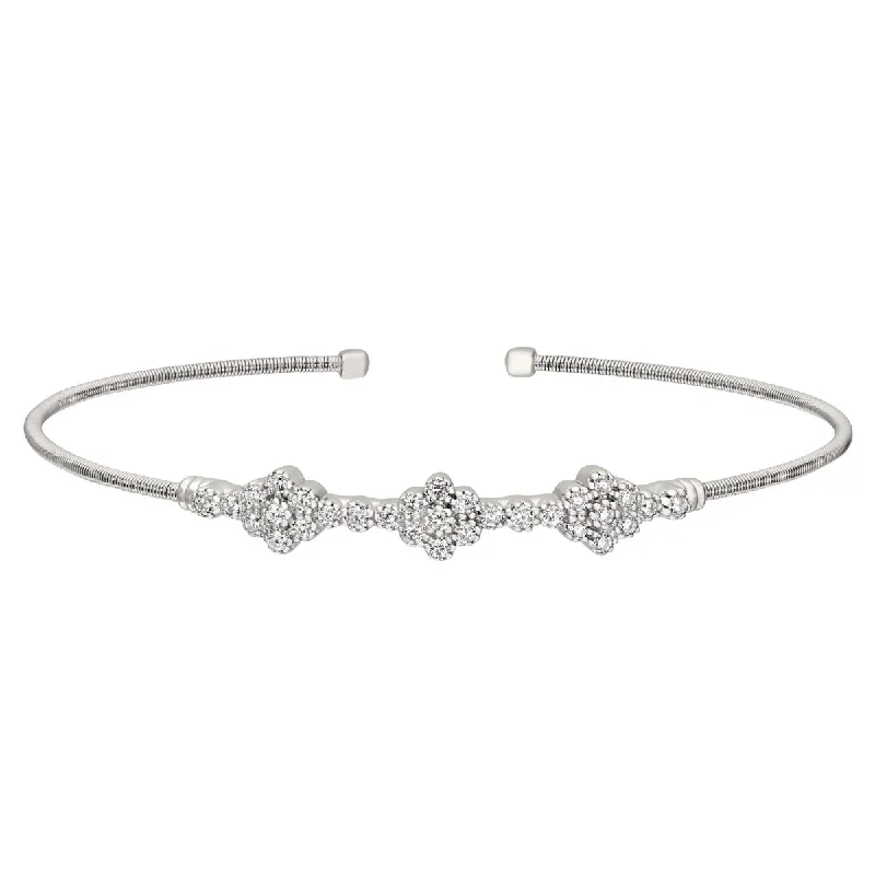 Bella Cavo Cubic Zirconia Flexible Cuff Bracelet in Sterling Silver