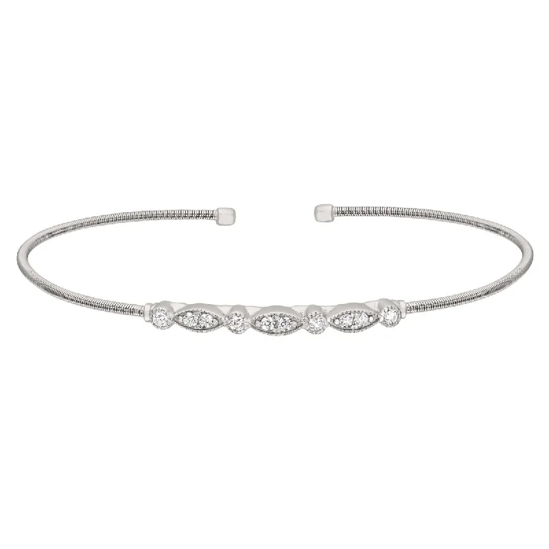 Bella Cavo Cubic Zirconia Flexible Cuff Bracelet in Sterling Silver