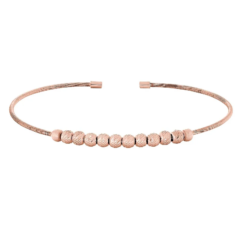 Bella Cavo Flexible Bead Cuff Bracelet in Sterling Silver with Rose Gold Plate