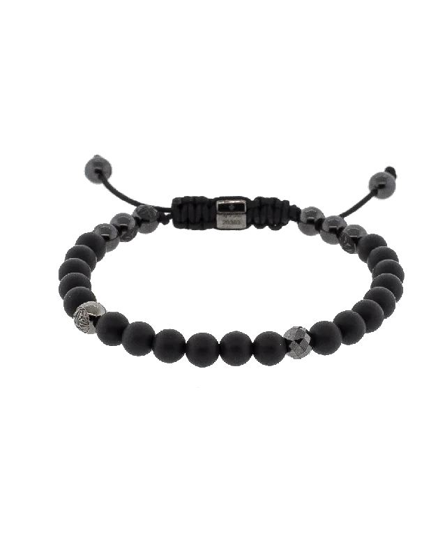 Black Diamond And Onyx Bead Bracelet