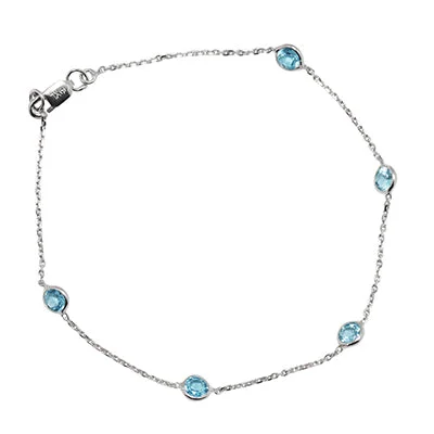 Blue Topaz Bracelet in 14kt White Gold