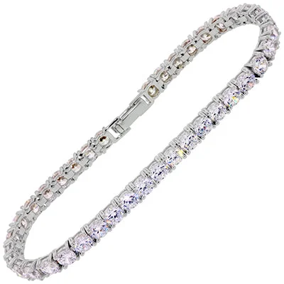 Crislu Cubic Zirconia Tennis Bracelet in Sterling Silver with Platinum Finish