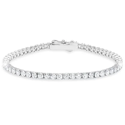 Crislu Cubic Zirconia Tennis Bracelet in Sterling Silver with Platinum Finish